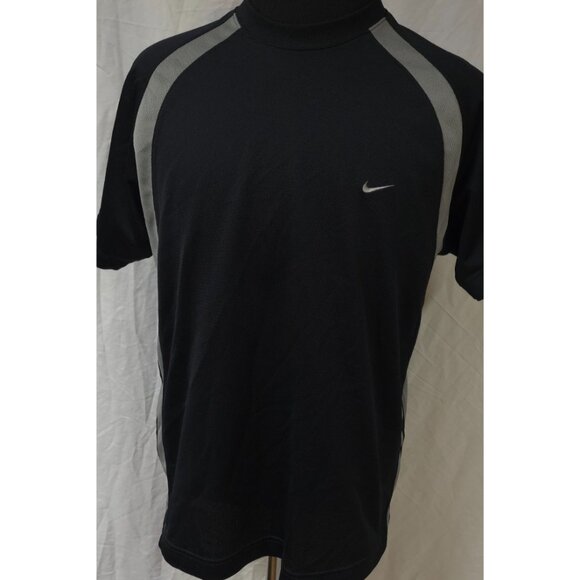 Nike Dri Fit Mens XL Black & Gray 100% Poly Short Sleeve Workout Shirt - Picture 1 of 12